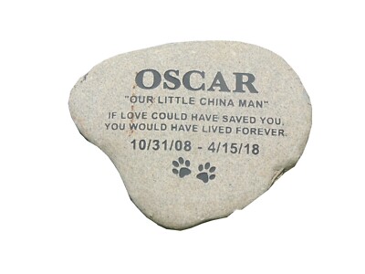 pet memorial grave marker -13'' personalized - custom engraved - river rocks