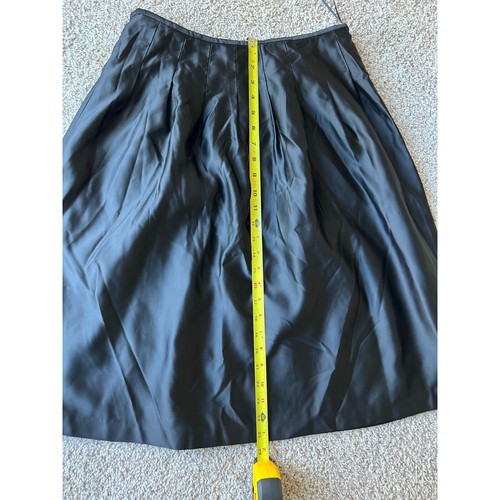 Jigsaw satin Black Midi Skirt Pleated A-Line Career Party Cocktail Size 8 US - Picture 8 of 9