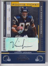 VINCENT JACKSON 2005 PLAYOFF CONTENDERS FOOTBALL AUTOGRAPH CARD #181