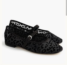 J CREW FACTORY SIZE 9.5 Leopard mesh Mary Jane flats CO920