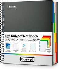 5-Subject Notebook, College Ruled, Colorful Movable Pocket Dividers with Tabs...