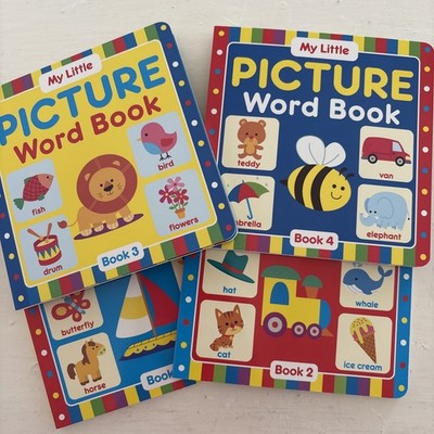 4er Pack WERT Baby Pappbücher. Frühe Jahre Bilder Wortbücher lesen.  Neu! 