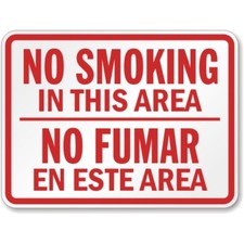 No Smoking Sign Bilingual Aluminum Weatherproof Outdoor Safety Placard