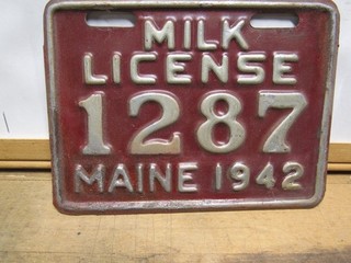 1942 MAINE MILK LICENSE Plate 1287