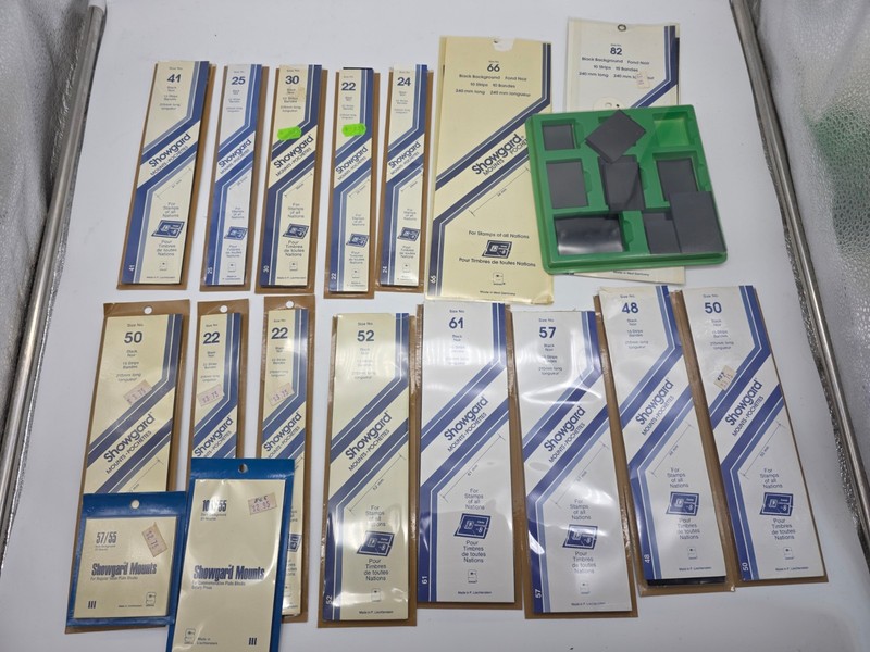 Showgard black stamp mounts assortment lot of 18 packs, open & unopened