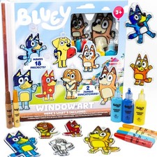 Bluey Window Art Craft Kit 7 Suncatchers 8 Paint Tubes Create Custom Clings