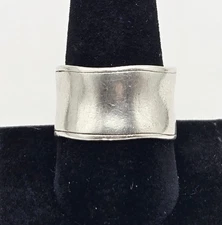 Silpada R0723 Sterling Hammered Wide Cuff Cigar Band Israel Ring Size 9.5 - 9.3g