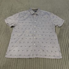 Nat Nast Shirt Mens L Grey Star Print Silk Blend Camp Casual Hipster Bowling