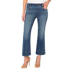 Liverpool Women’s the Crope Flare jeans, Gia Glider, raw hem, slits, Size 16/33