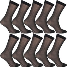10 Pairs Mens Ultra Thin Dress Socks Silk Sheer Business Socks Soft Nylon Wor