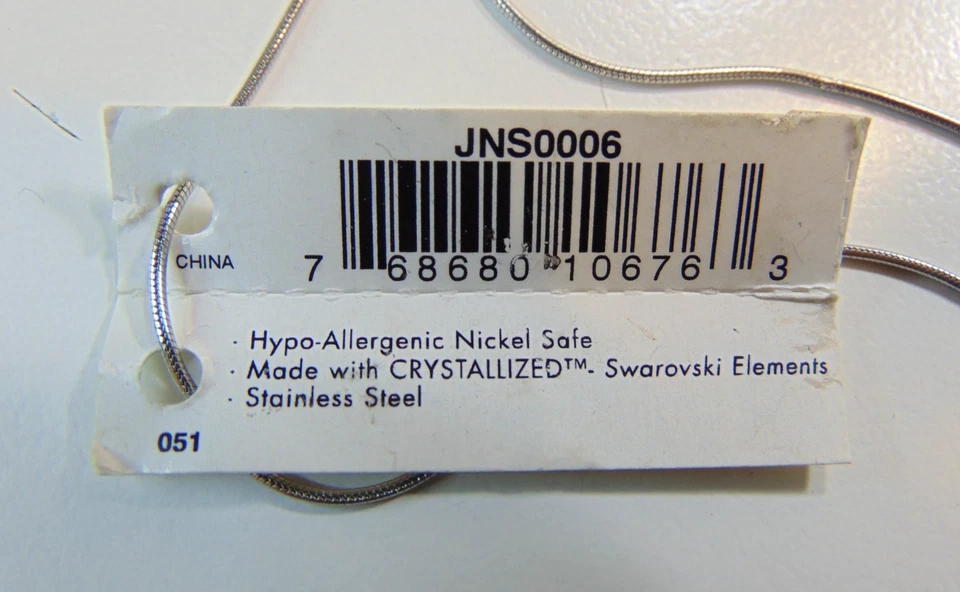 Skagen Denmark Stainless Steel Modernist Pendant Necklace Swarovski Crystal NWT - Image 4 of 4