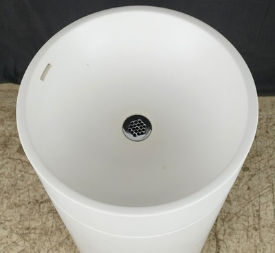 Modern White Stone Resin Round Freestanding Pedestal Sink