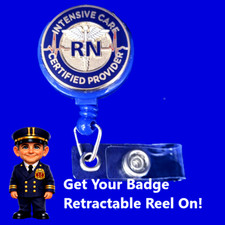 INTENSIVE CARE RN RETRACTABLE REEL BADGE with Alligator Clip