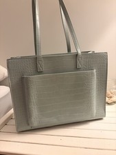 SOLD OUT LIMITED EDITION BEIS Blue/Slate Crocodile Embossed The Work Tote Bag