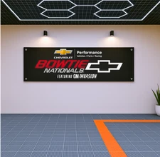 Chevrolet Bowtie Nationals Flag Banner 71x24" – GM Fans Garage or Man Cave Decor