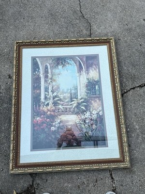 Print Of Oil Painting - Italian Garden Framed Glass Picture Gold Gilted Frame