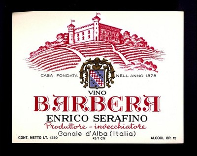 original label WINE BARBERA-ENRICO SERAFINO-CANALE D'ALBA
