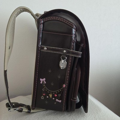 Fittochan Randoseru Chocolate Brown Embroidered School Backpack A4 Ready