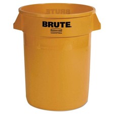 Rubbermaid Commercial Round Brute Container, Plastic, 32 gal, Yellow