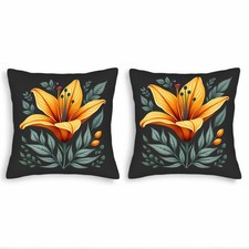 Set of 2 Decorative Throw Pillow Covers 18x18in - Elegant Floral Design