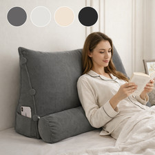 2in1 Wedge Pillow Bed Reading Pillow Bedrest Lumbar Neck Back Support Cushion