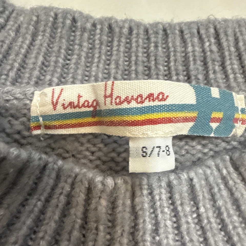 Vintage Havana Girls Skull Sweater Gray Knit Pullover Size S 7/8 Trendy Fall - Image 2 of 4