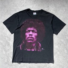 90s Vintage Jimi Hendrix Big Face Print Black T Shirt Size L