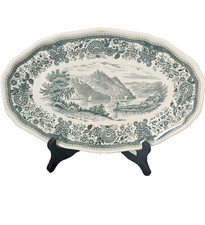 Alte Platte Servierplatte aus Porzellan Gr&uuml;n von Villeroy & Boch Burgenland