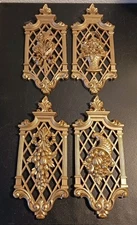 Vintage Syroco Four Seasons Wall Plaques Gold Floral Plastic Decor Mid-Century 