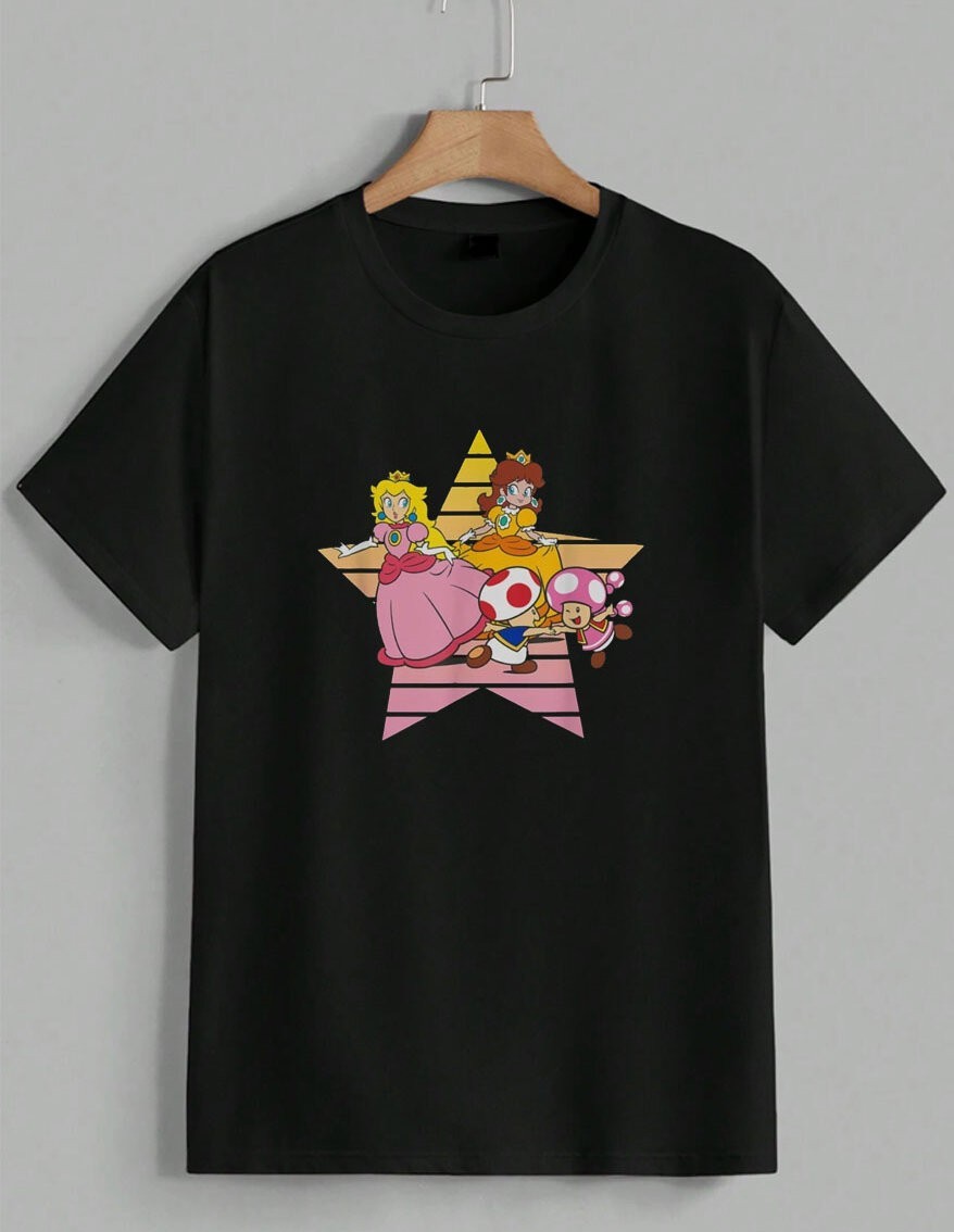 Super Mario Bros Cute Peach Daisy Toad Star Fan Game Graphic T-Shirt Unisex