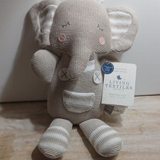 Living Textiles Theodore Elephant Knitted Plush Toy Gray/White/Pink