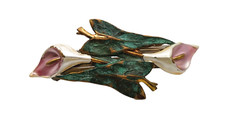 Vintage 3.75  Metal Barrette  Enameled Calla Lily  France  1980  s-1990  s