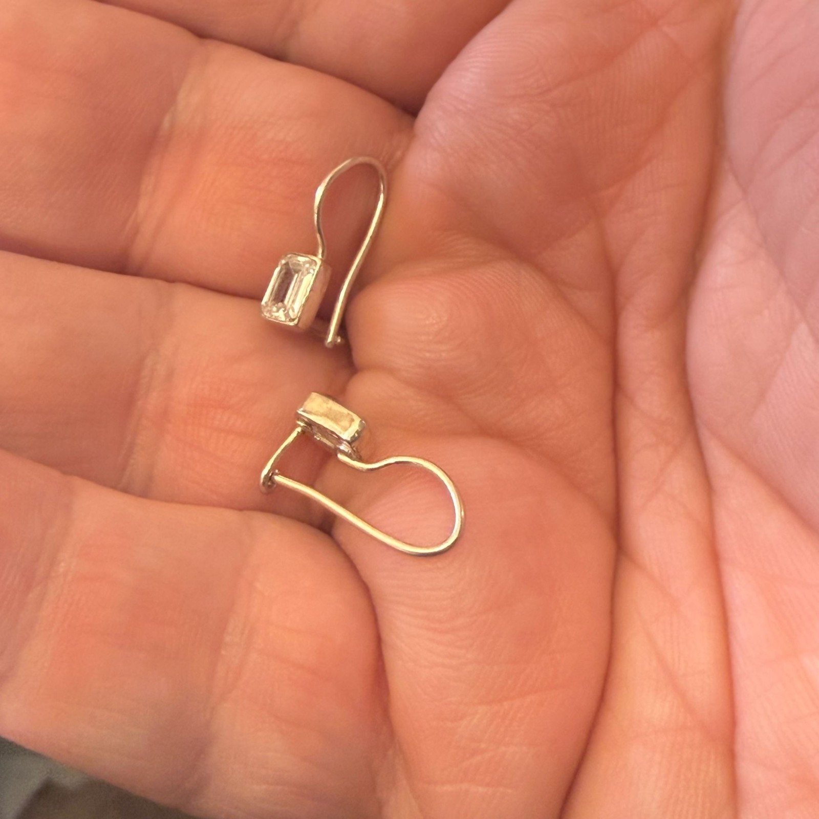 Sterling Silver 925 Clear Rectangular CZ Drop Ear… - image 5