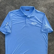 Level Wear Men’s Sz XL Polo Baby Blue Busch Light Promo Shirt Embroidered NASCAR