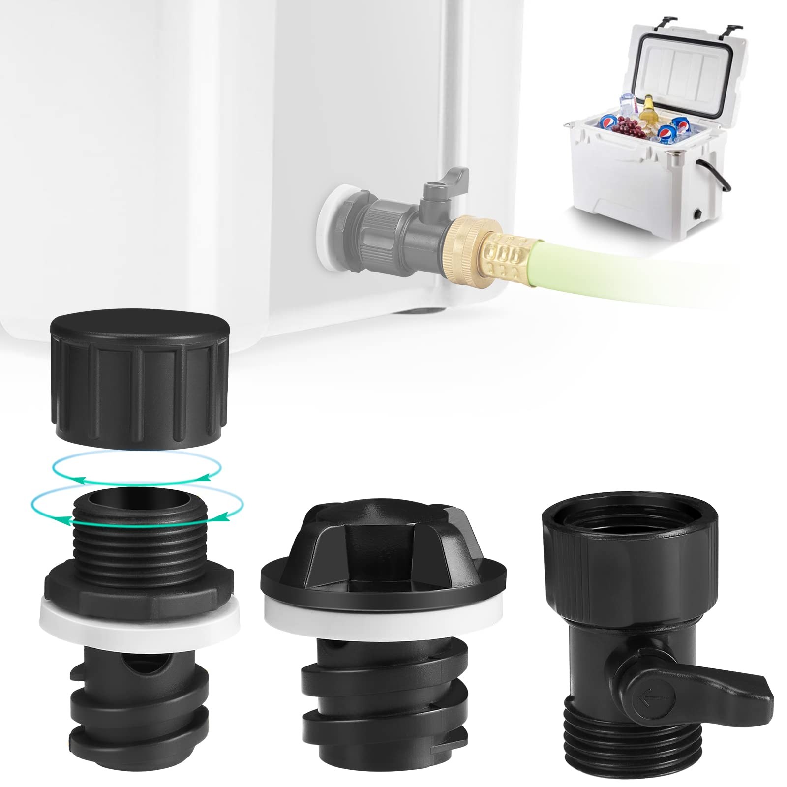 Drain Plug Hose Connection With Hose Shut Off Valve For Yeti