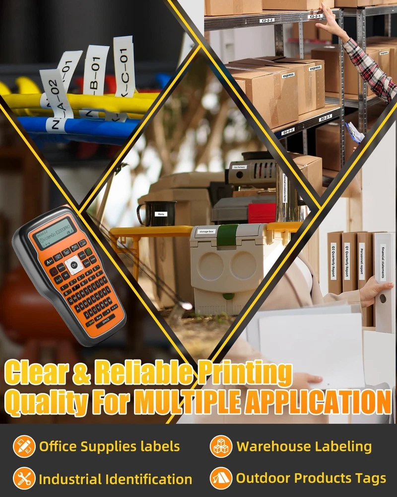 Heat Shrink Waterproof Label Maker Machine with Tape - Durable Wire & Cable Labels
