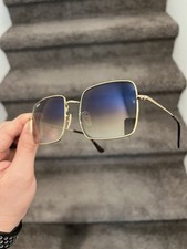 NEW Authentic Ray-Ban Square RB1971 1971 Gold Blue Gradient Lens Size 54/19