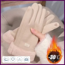 Winter Women Warm Cycling Mittens Double Thick Velvet Plush Wrist Women Touch.