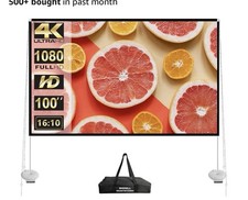 Outdoor Projector Screen with Stand 100 Inch: Portable Projection Screen 16:1...