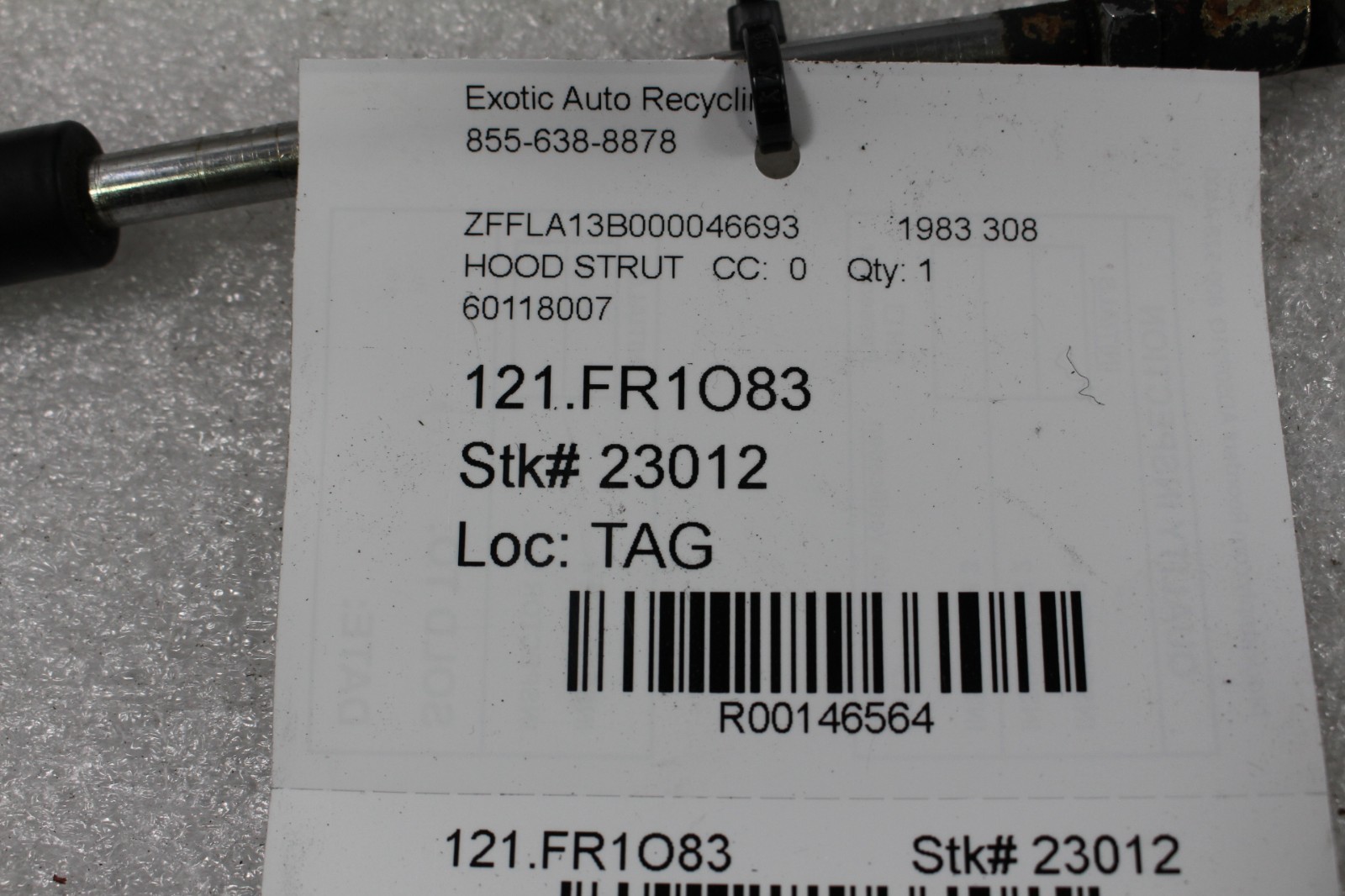 Ferrari 308, Hood Strut, Used, P/N 60118007