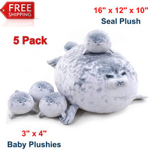 Chubby Blob Seal Pillow Cute Seal Plush with 4 Baby Plushies in Her Tummy Soft