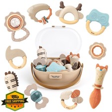 Baby Rattles and Teethers Set 10-Pack Newborn Sensory Toys