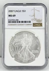 2007 $1 American Eagle NGC MS69 1 oz .999 Fine Silver US Bullion Coin