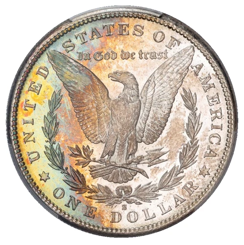 1881-S Morgan Silver Dollar PCGS MS-63 Monster Toned End Roll Album Toning