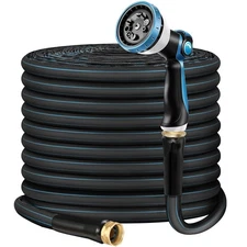Non-Expanding Garden Hose 100ft – Flexible, Burst-Resistant, Anti-Kink, 10-Fu...