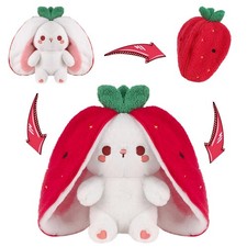 MIAODAM Easter Strawberry Bunny Plush Toy- Cute 10inch, Red