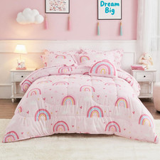 Bed in a Bag for Kids Girls Teens, 6 Pieces Twin Size Comforter Bed Set with Sha