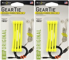 Nite Ize 4-Pack Gear Tie Reusable Rubber Twist Tie, 3" - Neon Yellow 2-Pack 