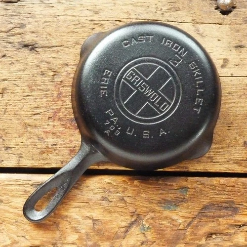 Vintage GRISWOLD Cast Iron SKILLET Frying Pan # 3 LARGE BLOCK LOGO - Ironspoon