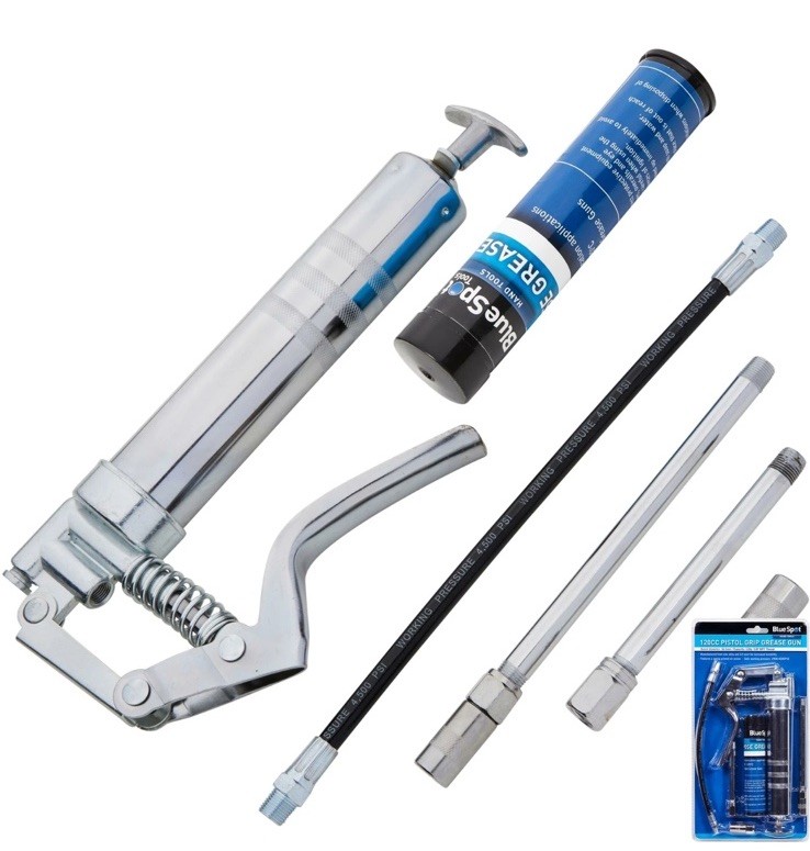 Manual Grease Gun Lever Pistol Grip 120cc Cartridge Type Flexi Hose